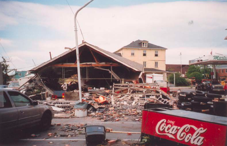 Gas station flattened